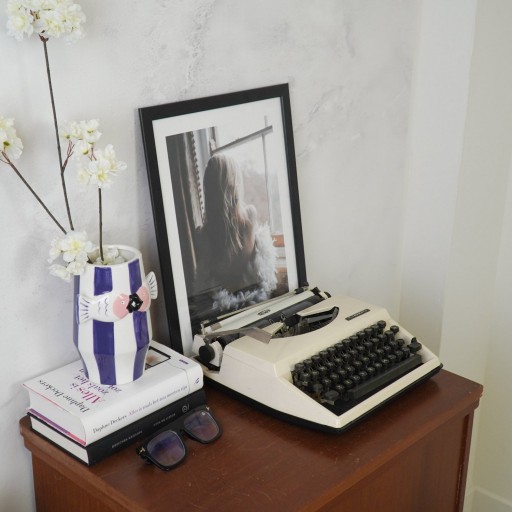 Vaas -bloemen vaas vissen - blauw/wit/roze - 14x11,5x18,5 cm