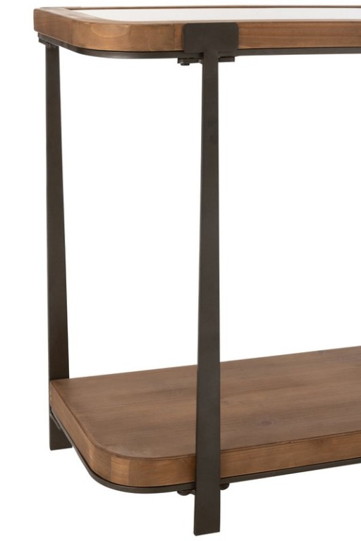 J-Line Console Spruce Wood/Glass Natural/Black