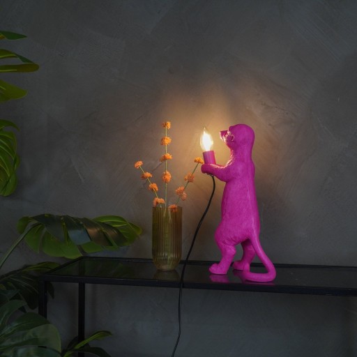 Tafellamp - Meerkat - Polyresin - Roze - 15x10x38cm