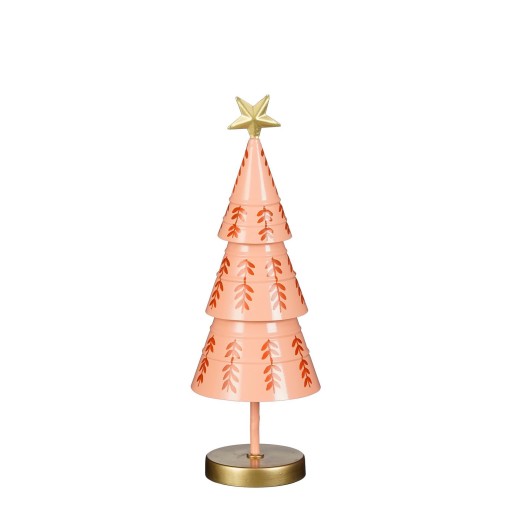 Decoratie Kerstboom - H40 x Ø13 cm - IJzer - Roze