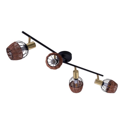 4 ceiling lamp "Corbis", metal spot in black, and gold, with E14 socket, for dining room, living room, hallway or office, ceiling lamp inside, 78 cm long
