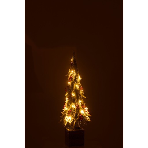 J-Line Kerstboom+Led Kunststof Sneeuw Groen/Rood Medium