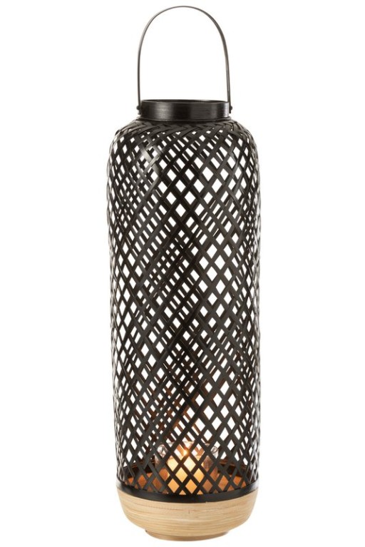 J-Line lantern Evi - bamboo - black - large