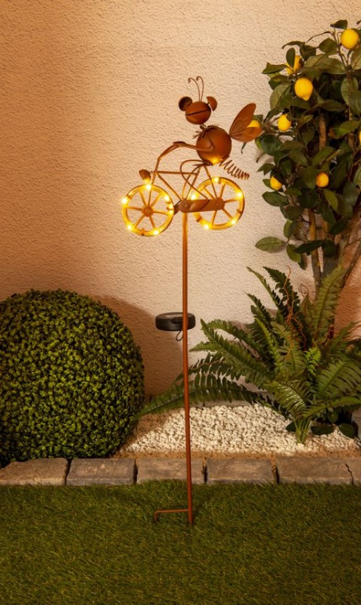 LED-Solar Erdspieß braun h: 88cm , für Außen, Erdspieß aus Metall und Kunststoff in Braun, mit integrierter LED