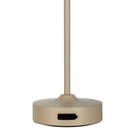 LED battery/ table lamp "Pina" 30 cm high, made of metal (beige) and glass (white), integrated LEDs, warm white