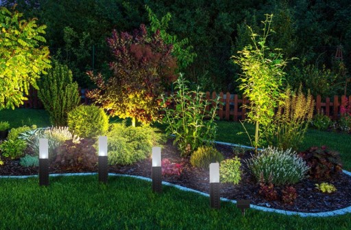 4 Set LED outdoor spike, for outside, plastic earth spit in black, integrated LED