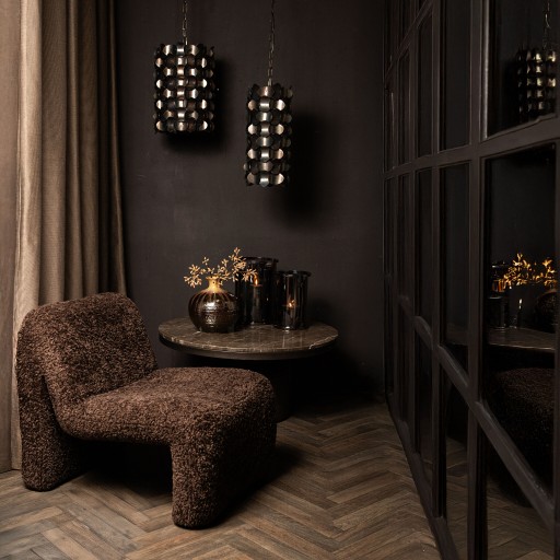 Jaye Black Iron Hanging Lamp Circle Pattern Small