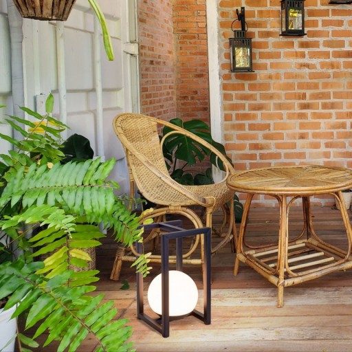 LED Dekoleuchte KALI für Balkon und Terrasse, Deko Tischlampe aus Metall und Kunststoff in Schwarz,, fest verbaute LEDs, 30 x 16 x16 cm