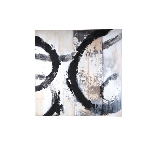 Jor Black Canvas Circle Painted Wall Panel Square