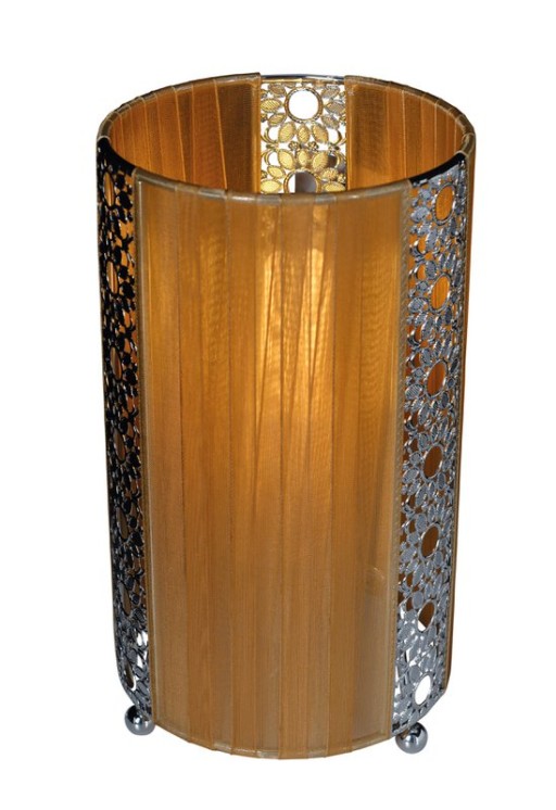 Fabric table lamp "Sheryl" made of metal, plastic and textile in brown, E14