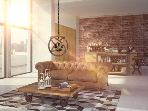 Pendant lamp "Regia", black metal, hemp rope, E27 socket, lighting for living room, dining room or office, 43 cm diameter