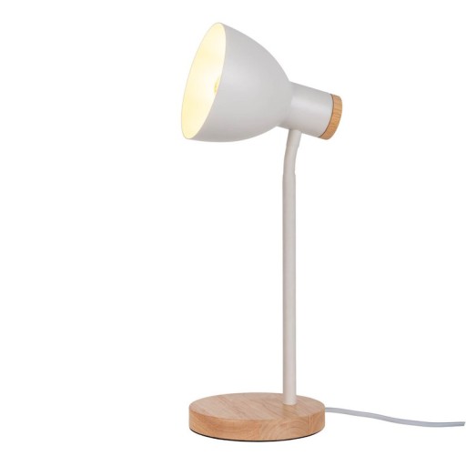 "Marie" desk lamp made of metal and wood, E14, white, 36.5 cm high