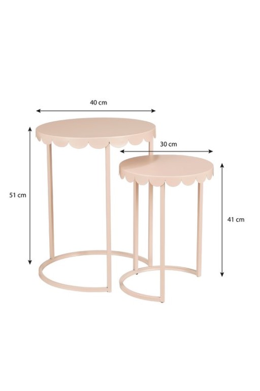 Lara side table - Set of 2 - H51 x Ø40 cm - Metal - Light pink