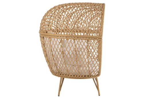 J-Line Lounge Chair+Cushions Eva Metal/Reed Beige