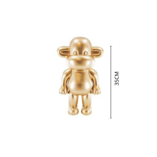 Ornament - Monkey Figurine 'The Legend'- Polyresin - Gold - 20,5x13,5x35cm