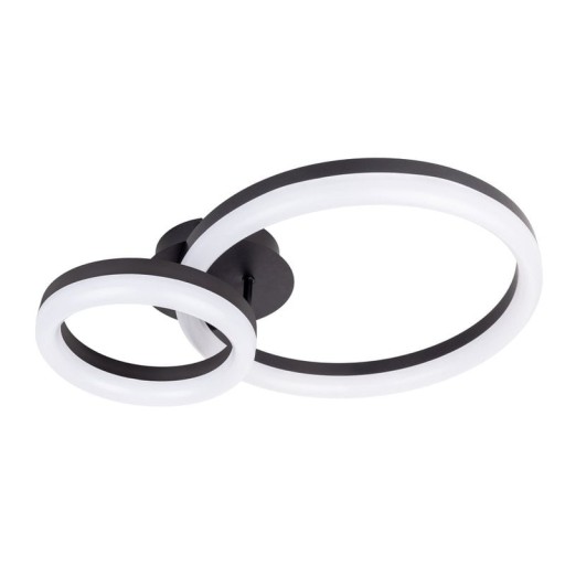 LED CCT ceiling light "Circulo" made of black metal and sand-colored plastic 53 cm long