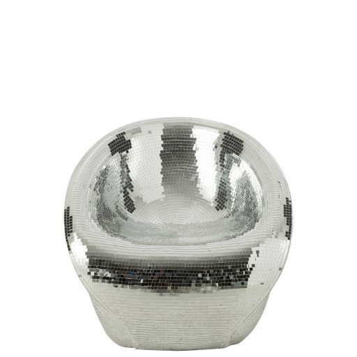 J-Line Stoel Spiegel | Hars | Zilver | 73x63x67 cm – Stijlvol & Comfortabel - Product afbeelding