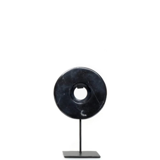 The Marble Disc on Stand | Black S | Marmeren Schijf op Standaard