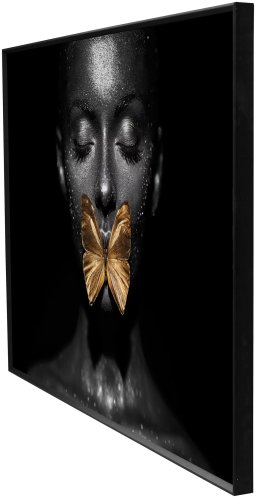 Glass Art Wall Picture Woman Butterfly