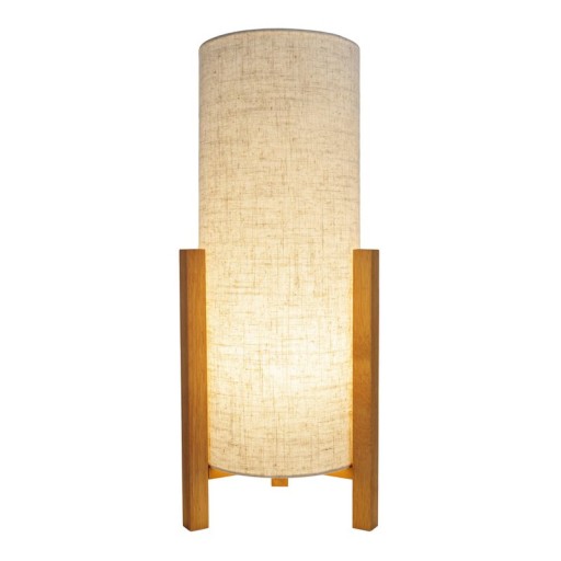 Tischleuchte "MATILDA" klassische Tischlampe mit natürlicher Ausstrahlung durch Holz und Stoffschirm, E27 Fassung, 52 cm hoch