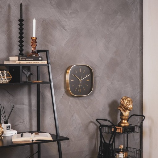 Wall Clock -Square -Metal/Glass -Black- 29x4.3x29cm