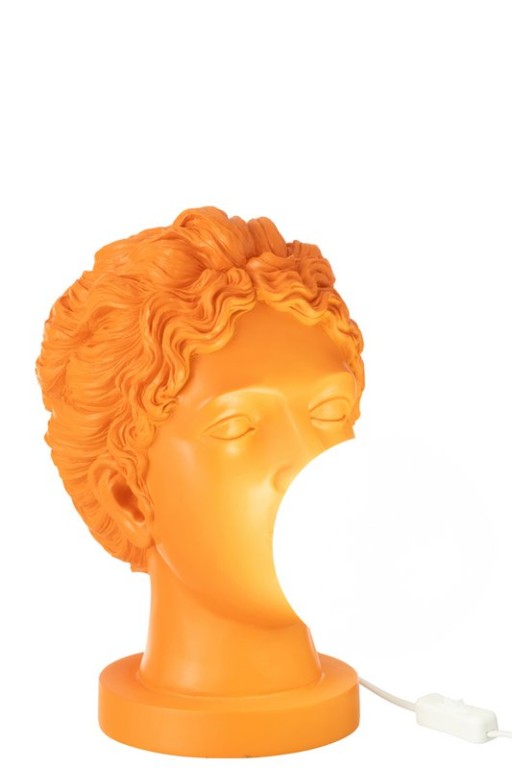 J-Line Table Lamp Lady Head Resin Orange