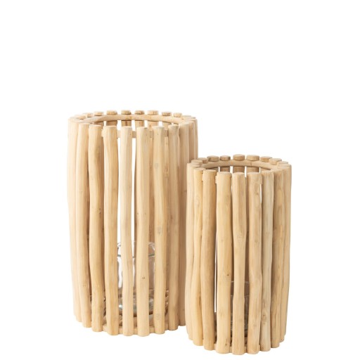 J-Line Set Van 2 Lantaarn Teck Naturel