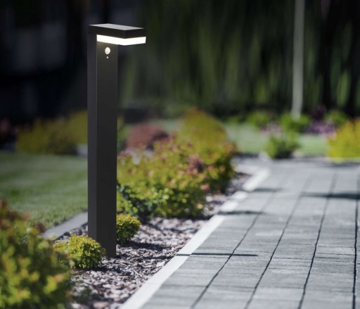 LED solar outdoor base light "Filius" H: 50cm, made of metal and plastic in anthracite, with integrated LED