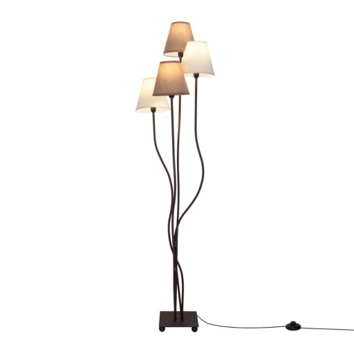 Textile standing lamp 4-flame "boho", floor lamp in beige/brown, with E14 socket, for dining room, living room, hallway or office, 138 cm high