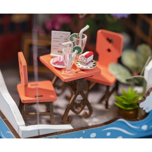 Robotime, DIY Huisje, Sea Holiday Restaurant, DS039, 10x9,x13cm