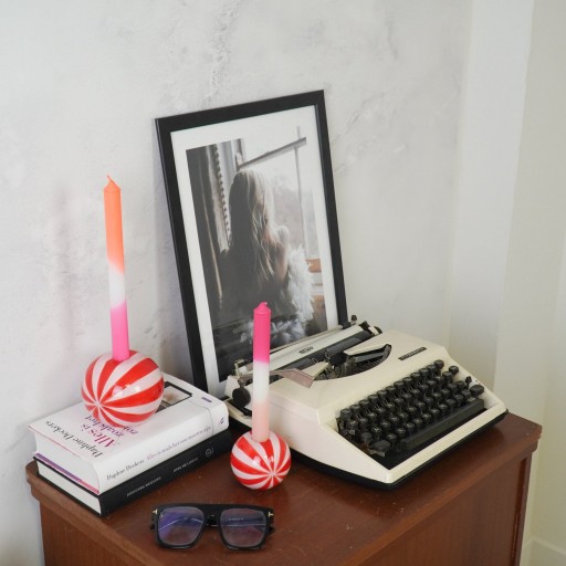 Kandelaar - Swirl - Dolomite - rood/roze - 10x10x10cm