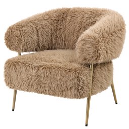 Hair Brown Fauteuil Gold Metal Base