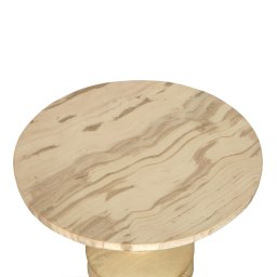 Callain Natural Mango Wood Side Table Marble Rnd S