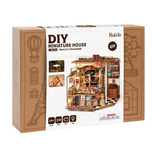Robotime, Henry's Chocolate, DIY Miniatuurhuis, DG174, 23,5x17,5x22,0 cm