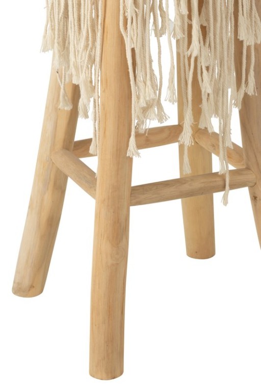J-Line Bar Chair Fringes Wood/Macrame White
