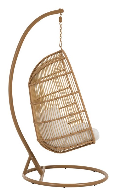 J-Line hanging chair Oval - steel - natural