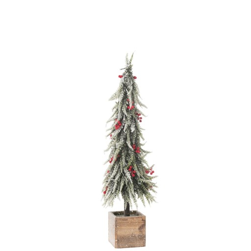 J-Line Kerstboom+Led Kunststof Sneeuw Groen/Rood Large
