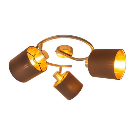 3-seater wall and ceiling rondel "Maron" made of metal-satin-matt with fabric umbrellas in brown, with E14 socket, lamp for living room, dining room, hallway and office, 28.5 cm diameter