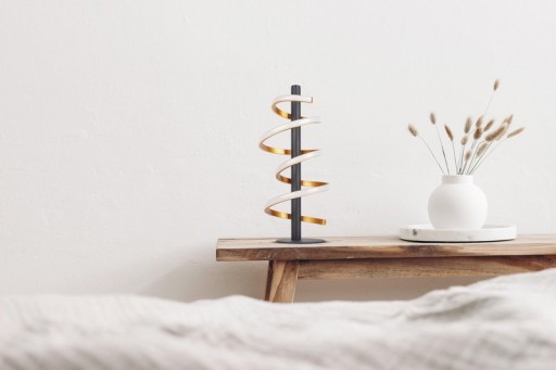 LED Tischleuchte "BELLEZA", moderne Tischlampe aus Metall und Kunststoff in Schwarz, Gold und Weiß, mit fest verbauten LEDs, 50 cm hoch, Beleuchtung für Wohnzimmer, Esszimmer, Schlafzimmer oder Büro.