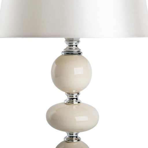 Ceramic table lamp "Araga" 36 cm high, table lamp made of metal, ceramic, with text blades, beige, with E14 socket, lighting for dining room, living room, hallway or office