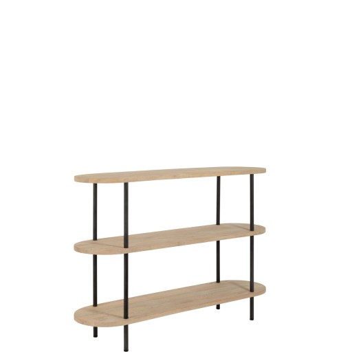 J-Line Console Eli 3Planken Mango Hout/Staal Naturel/Grijs