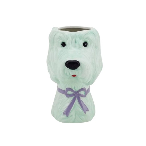 Vaas -bloemen vaashond - mint/ lilac- 13x14x21cm