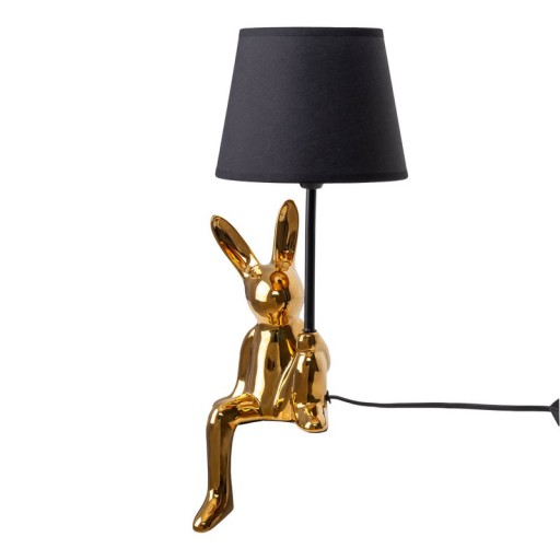 Table lamp "Helge" Ø 18 cm, height approx. 45 cm, made of ceramic in black and gold, black text blades