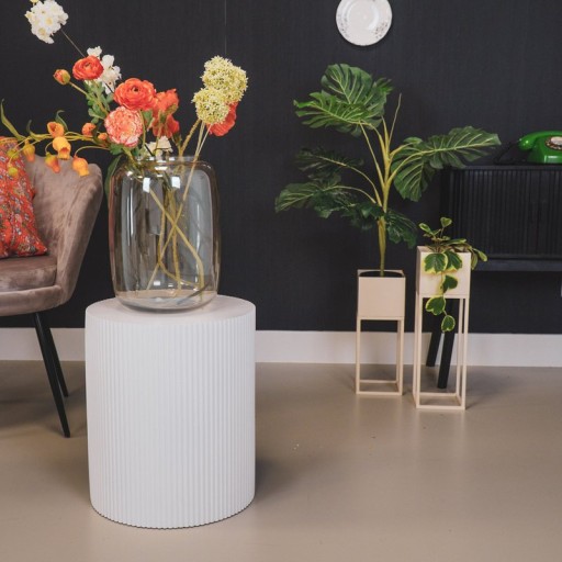 Side Table - Cylinder- MDF - White - 39x45cm