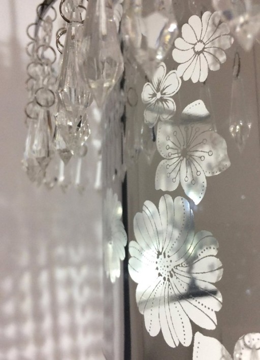 Acrylic pendant lamp "Fancy" of modern chandeliers made of metal and plastic in chrome, with E27 version and an Øvon 32 cm