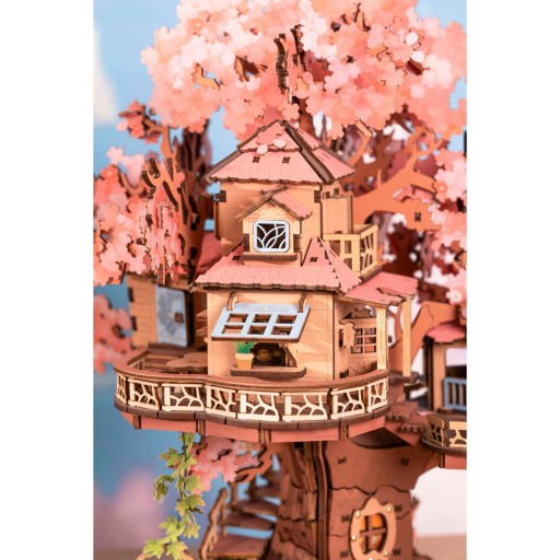Robotime, DIY 3D Houten Modelbouwpakket, Sakura Boomhut, TGS04, 30 x 24,1x 30,7cm