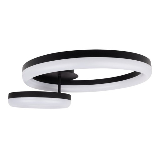 LED CCT ceiling light "Circulo" made of black metal and sand-colored plastic 53 cm long