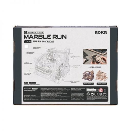 Robotime, 3D DIY Houten Modelbouwpakket Marble Run, Marble Spaceport, LGC01, 32x8,5x24cm