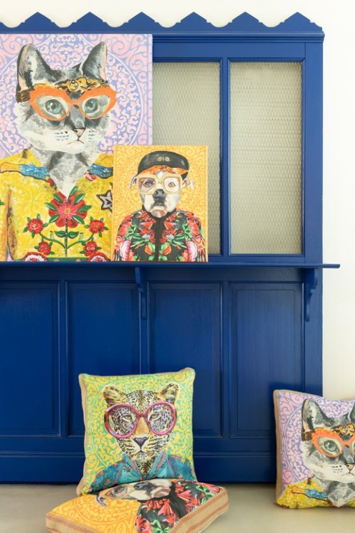 J-Line Wall Decoration Cat Pop Art Canvas Mix Large