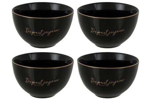 J-Line Départ Joyeux bowl - porcelain - black/gold - S - 4x